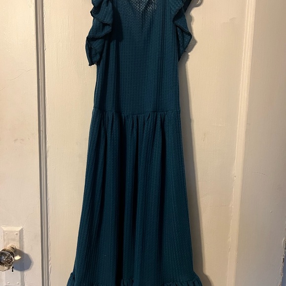 Southern Swag size 5T teal waffle knit dress - Picture 2 of 3